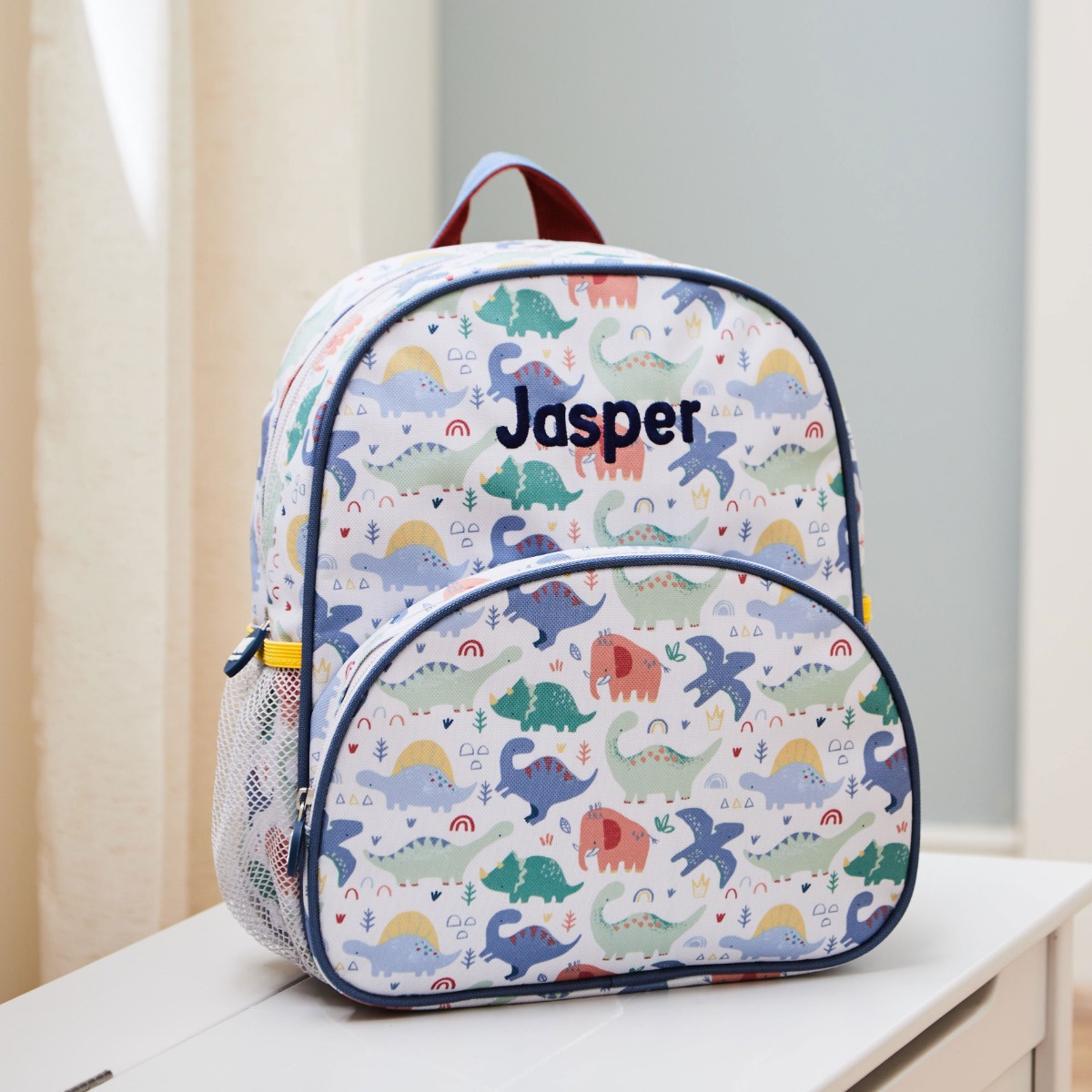 Personalised Colourful Dinosaur Print Medium Backpack
