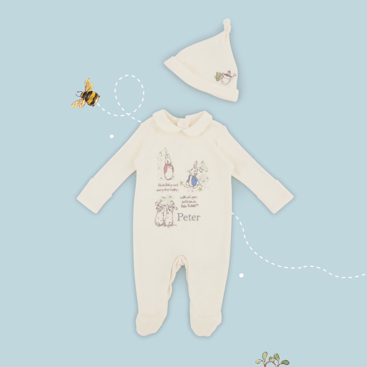 Personalised Peter Rabbit Baby Sleepwear Set