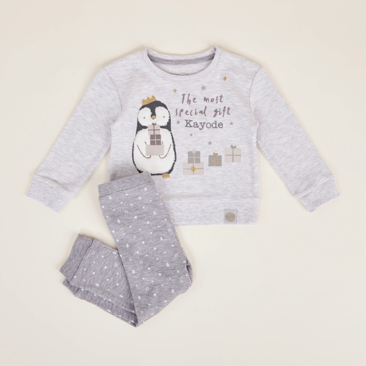 Personalised Christmas Penguin Pyjama Set