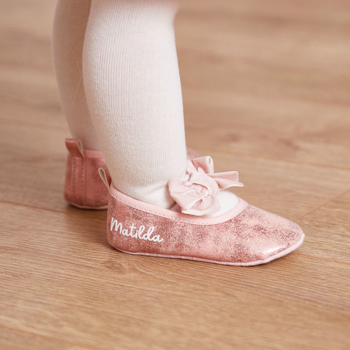 Personalised Pink Baby Ballet Shoes