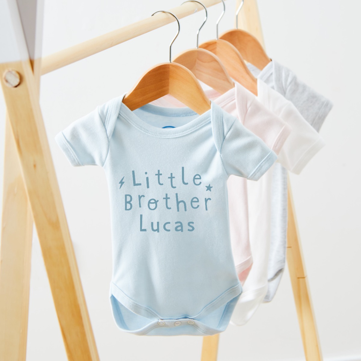 Image of Personalised Blue Little Brother Bodysuit