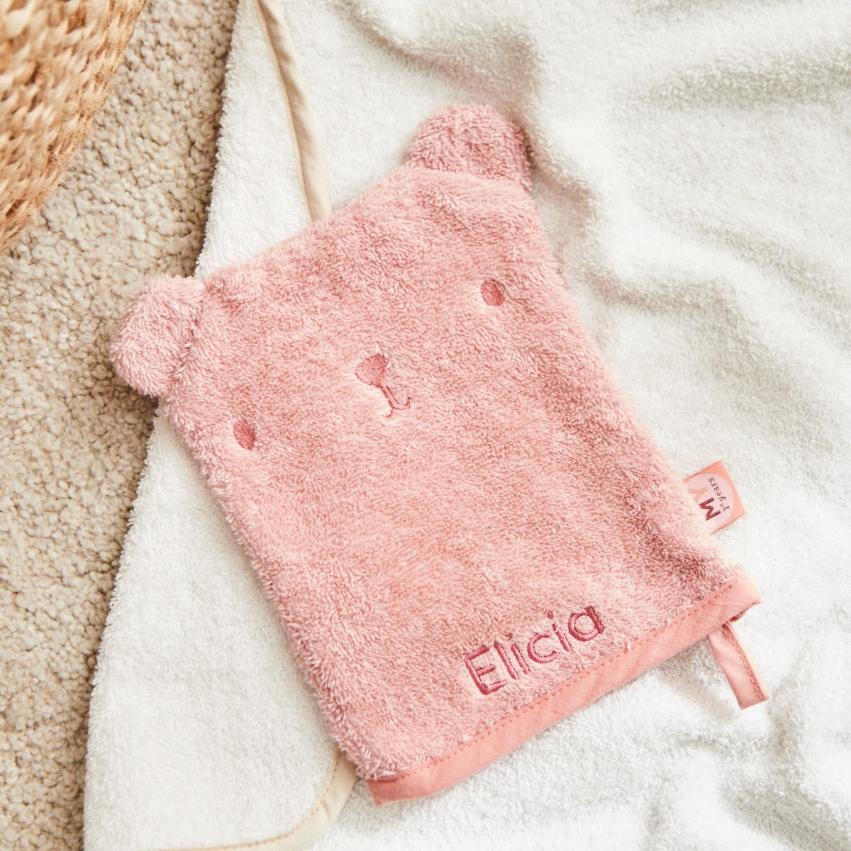 Personalised Pink Cotton Bath Towelling Mitt