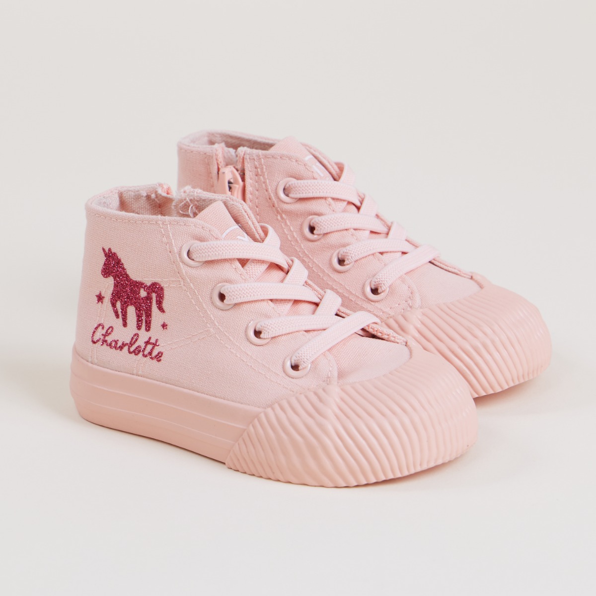 Personalised Pink Unicorn Design High Top Trainers