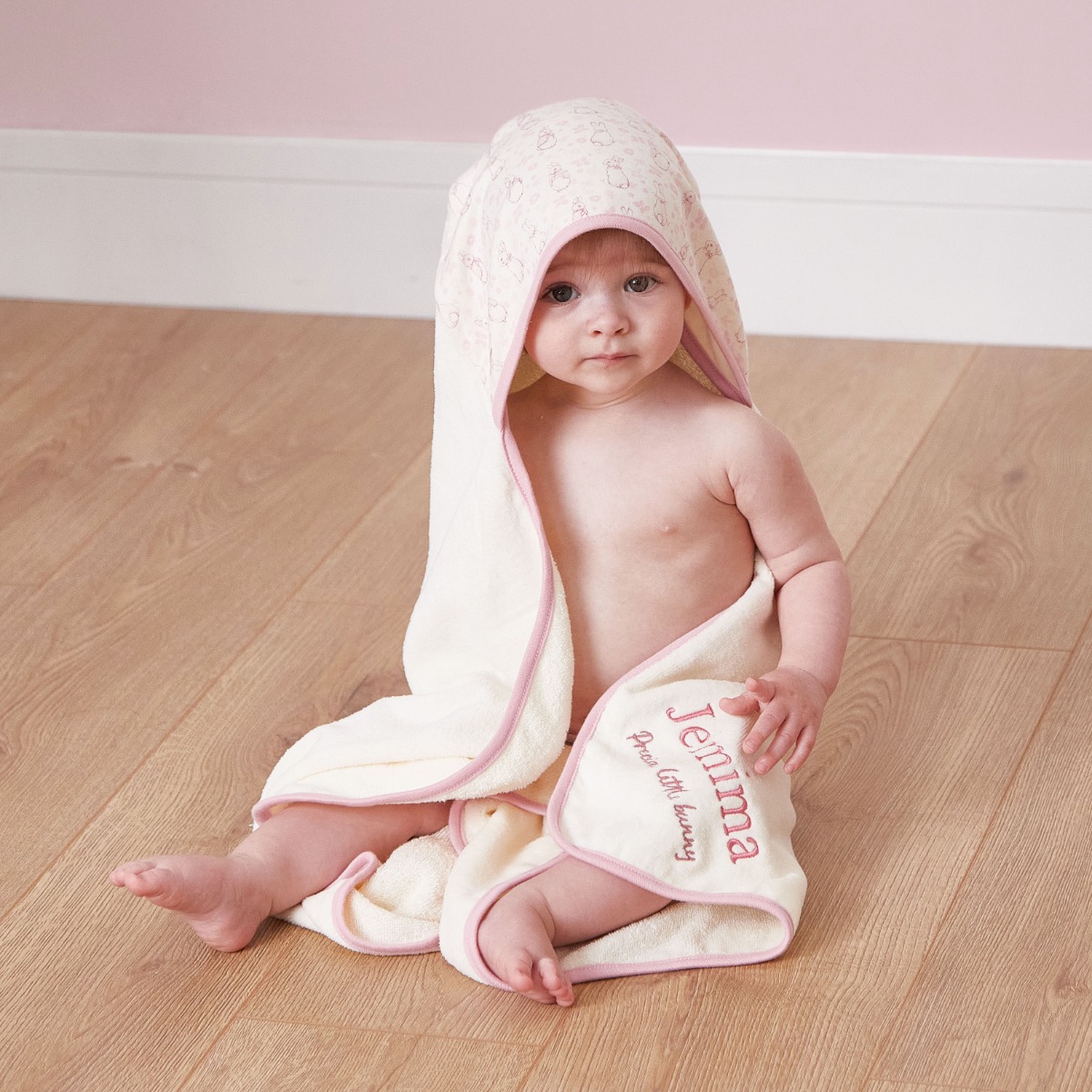 Image of Personalised Cream Flopsy Bunny Hooded Towel