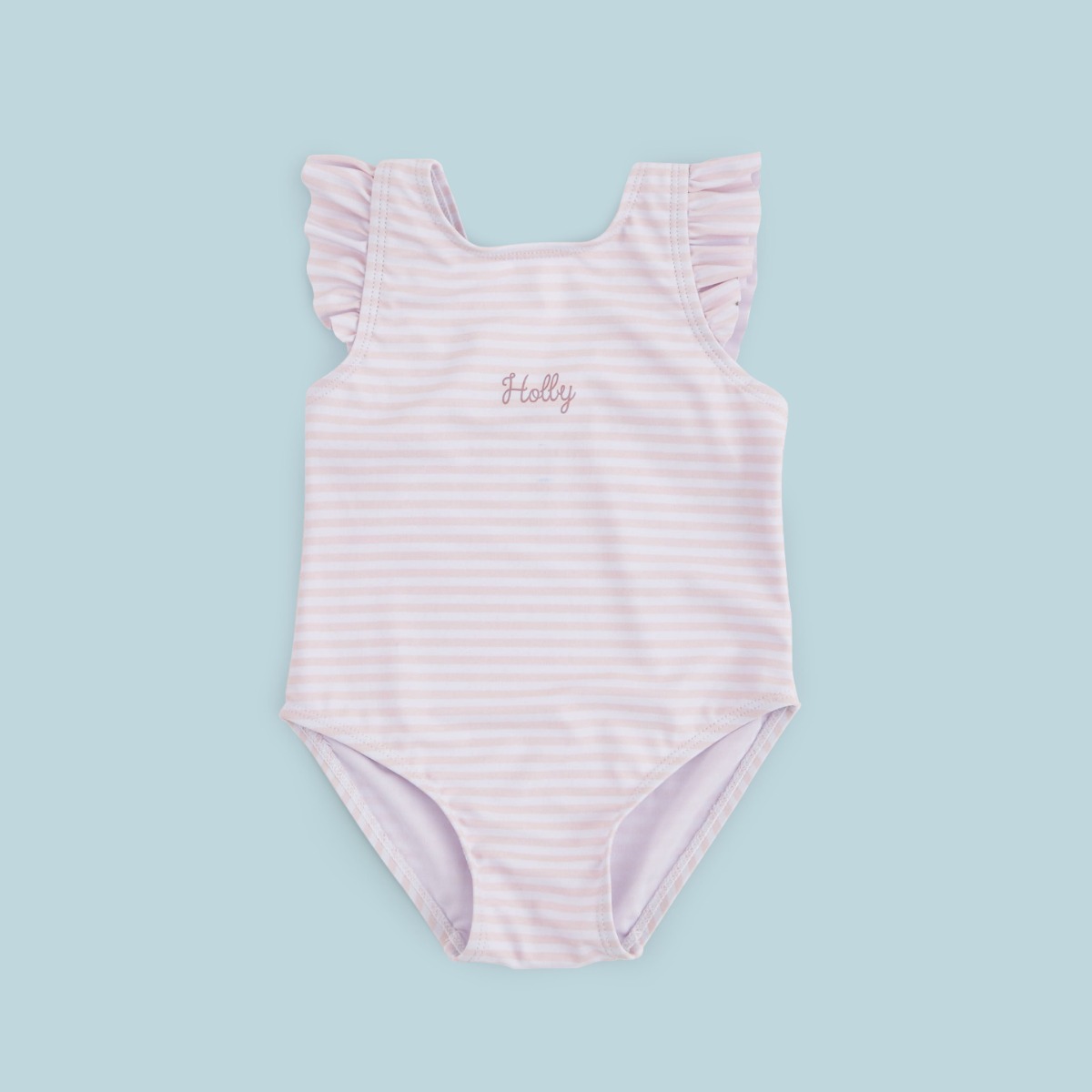 Image of Personalised Pink Striped Swimming Costume