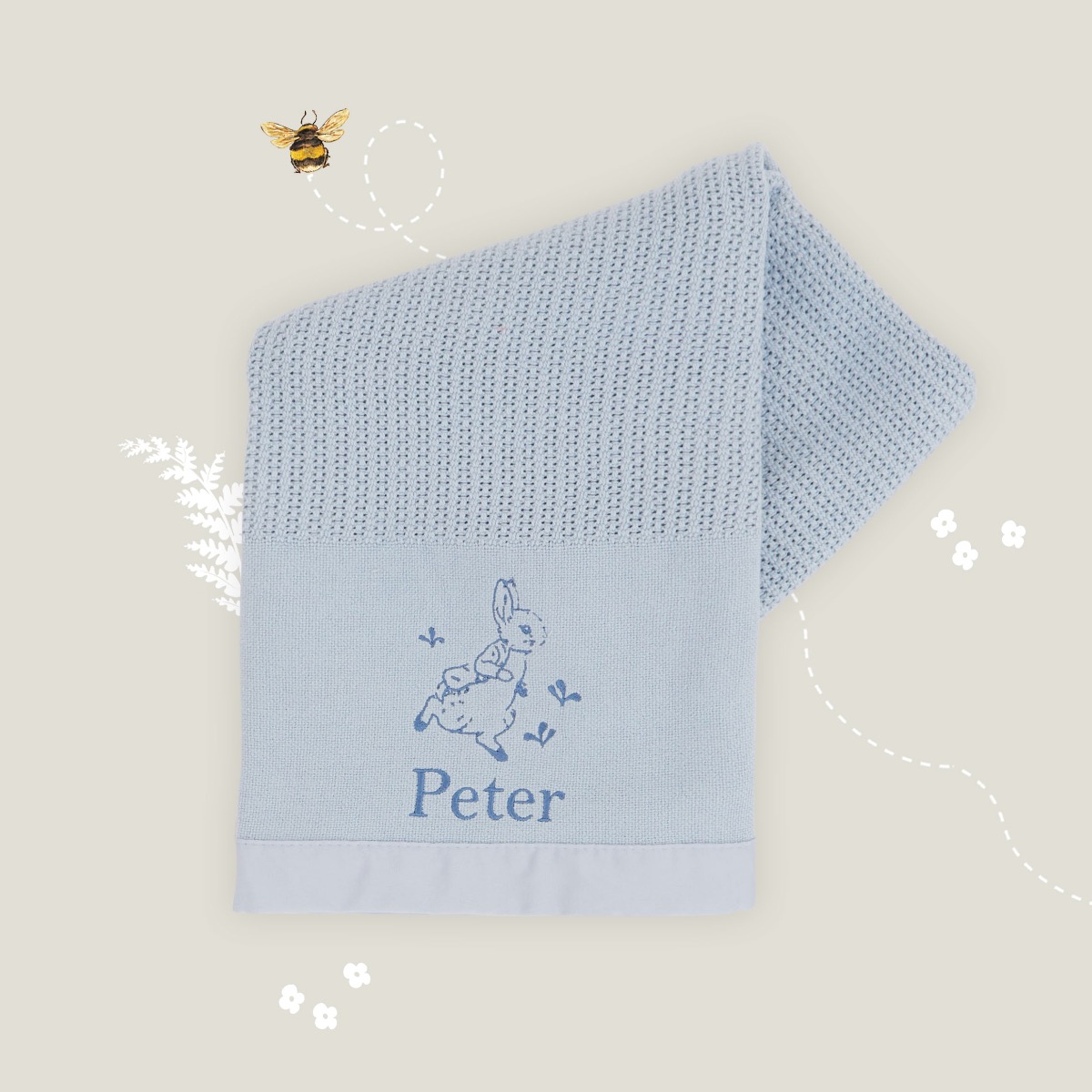 Personalised Blue Peter Rabbit Cellular Blanket