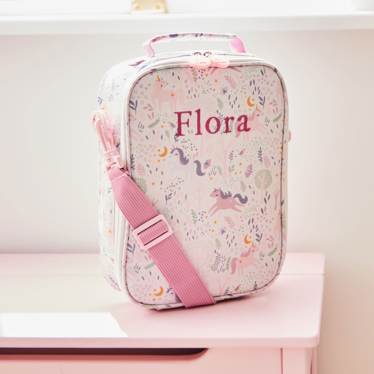 Image of Personalised Pink Magical Unicorn Lunch Bag