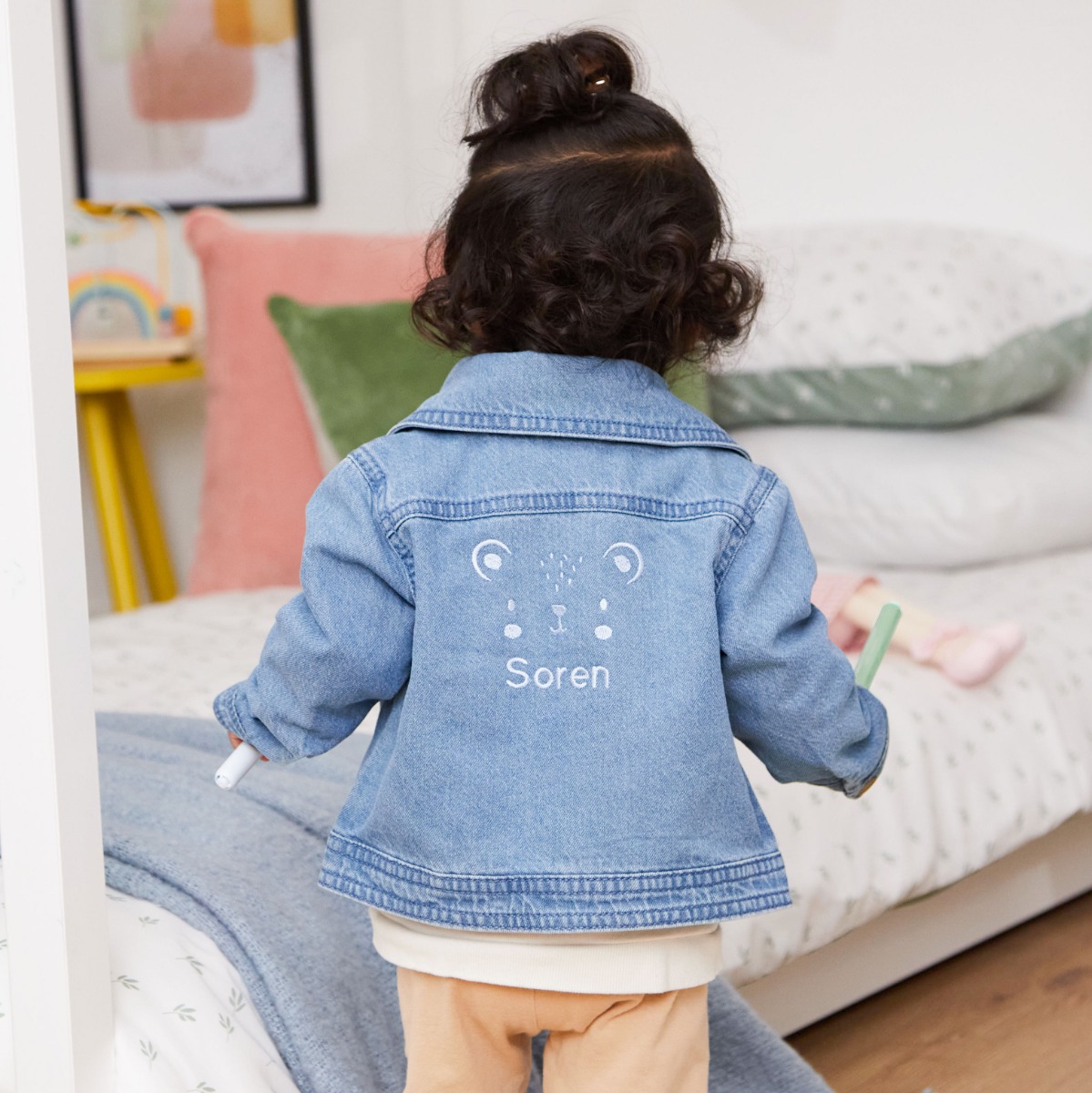 Personalised Bear Design Children’s Denim Jacket