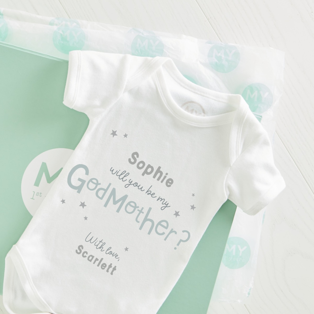 Personalised Will You Be My Godmother White Bodysuit