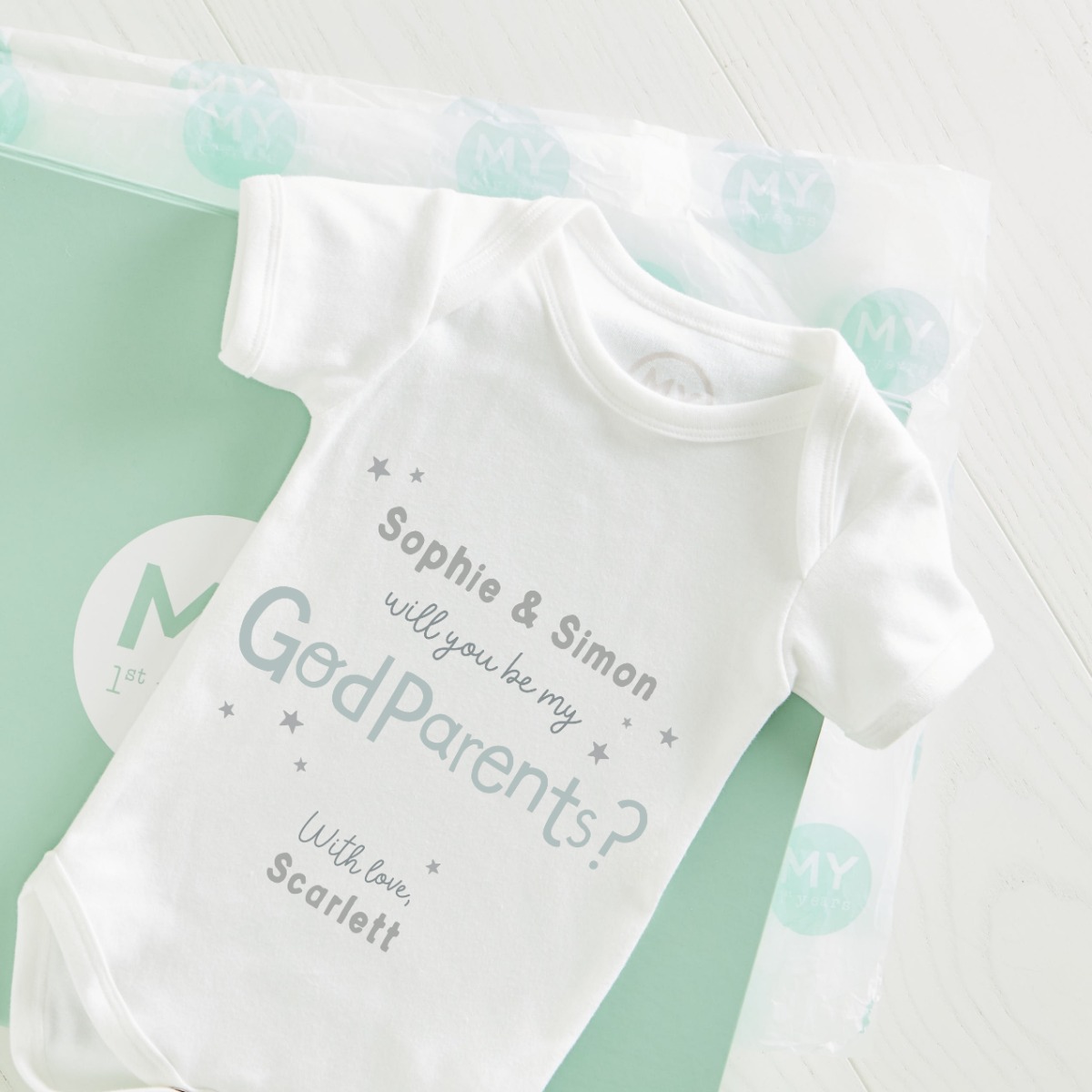 Personalised Will You Be My Godparents White Bodysuit