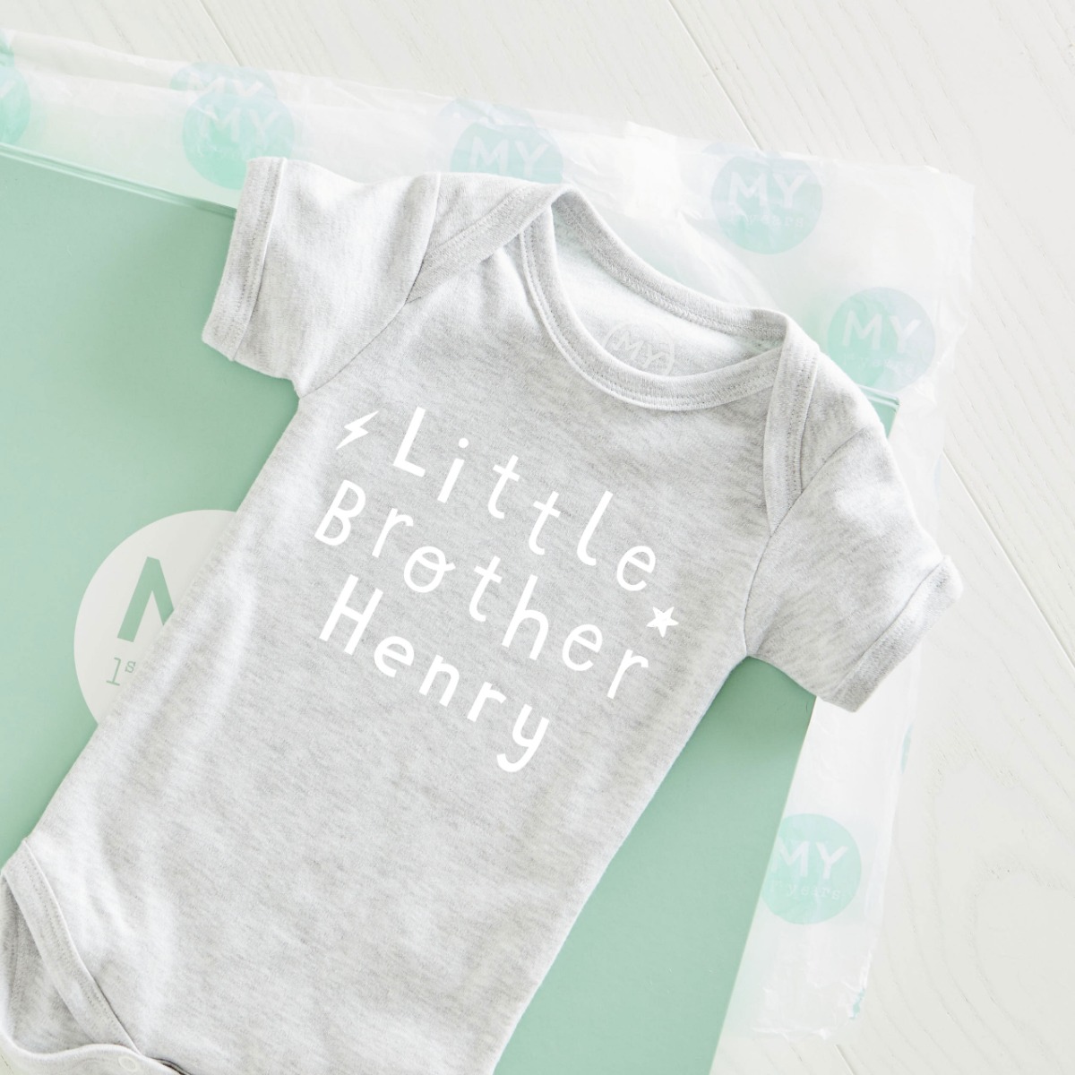 Personalised Grey Little Brother Bodysuit