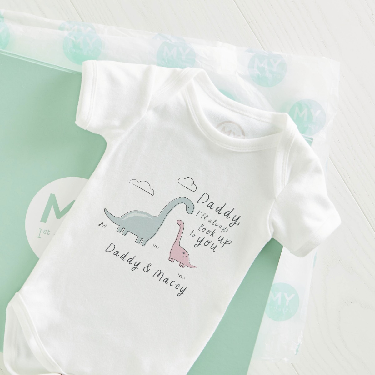 Personalised Pink Dinosaur Father’s Day Bodysuit