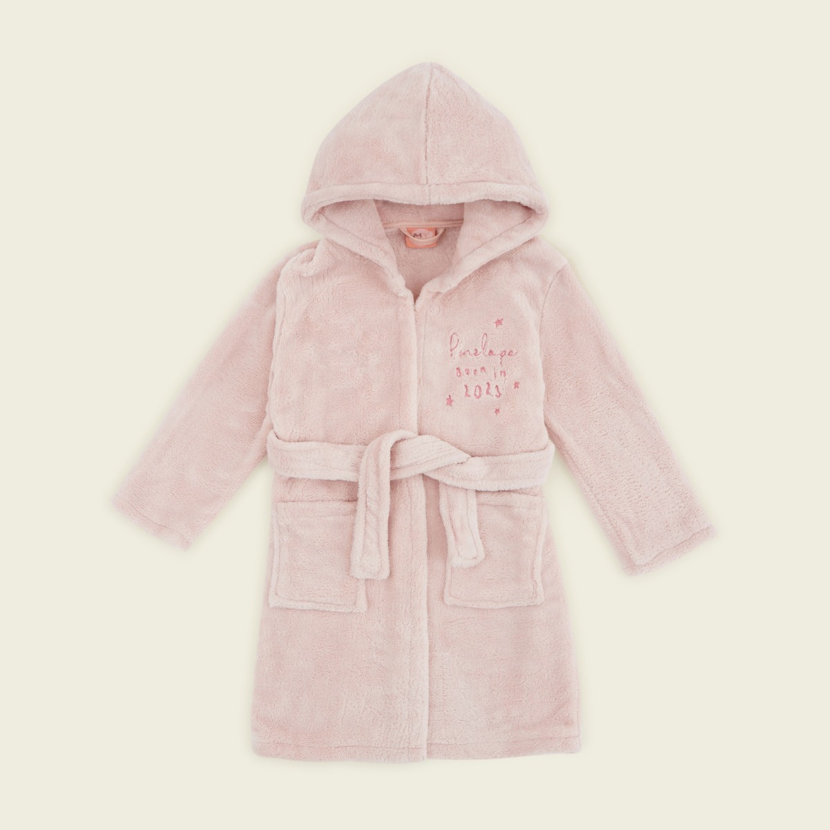 Personalised Born in 2023 Pink Fleece Robe