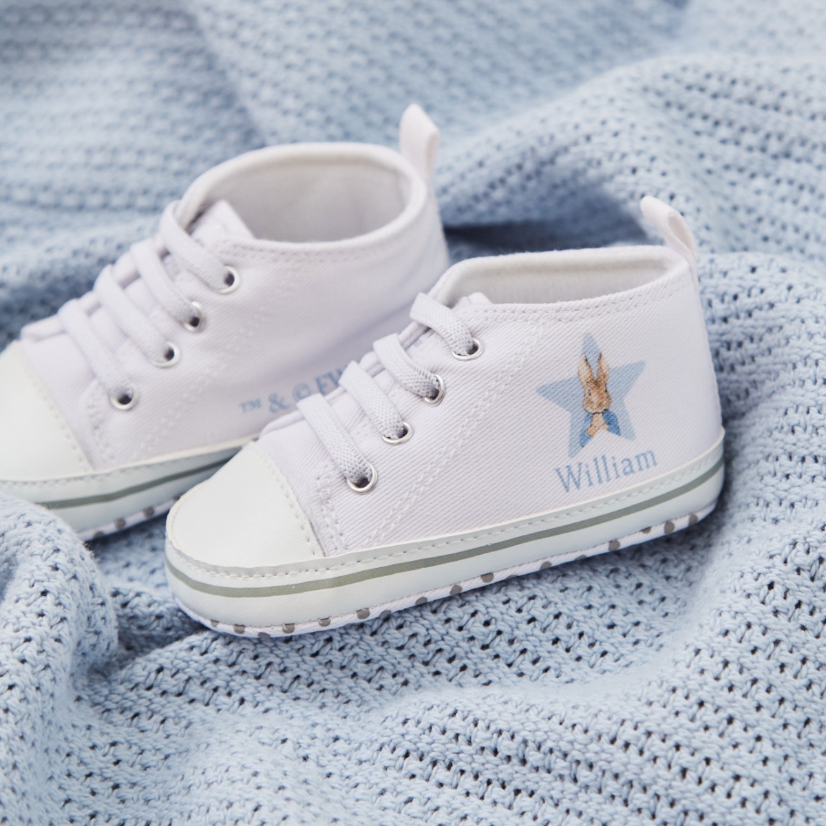 Personalised Peter Rabbit Baby High Top Trainers