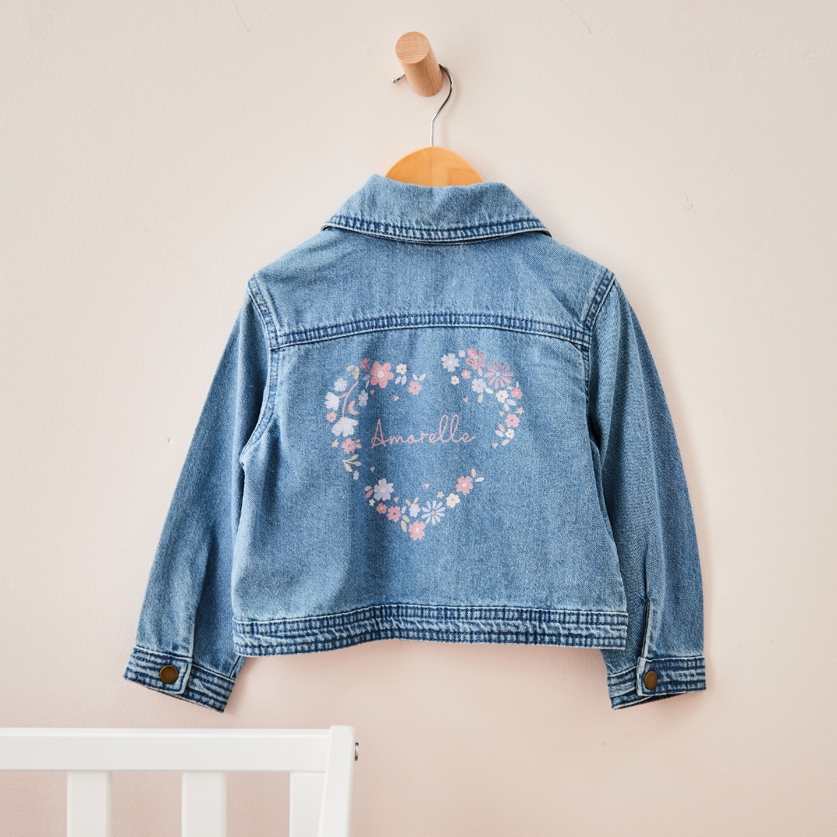 Personalised Floral Heart Children’s Denim Jacket