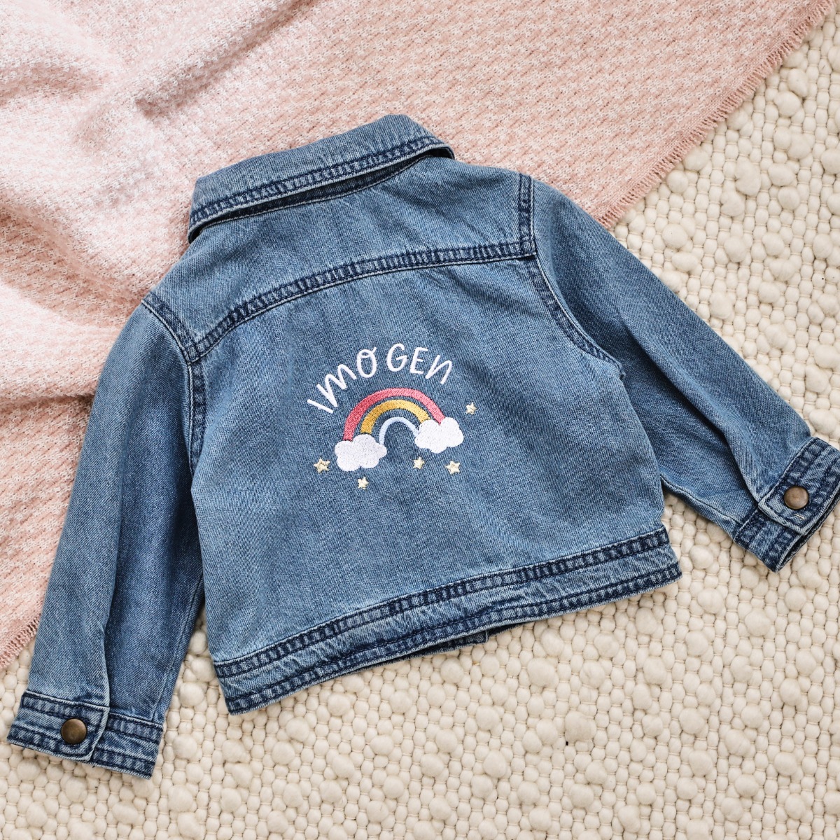 Personalised Rainbow Denim Jacket
