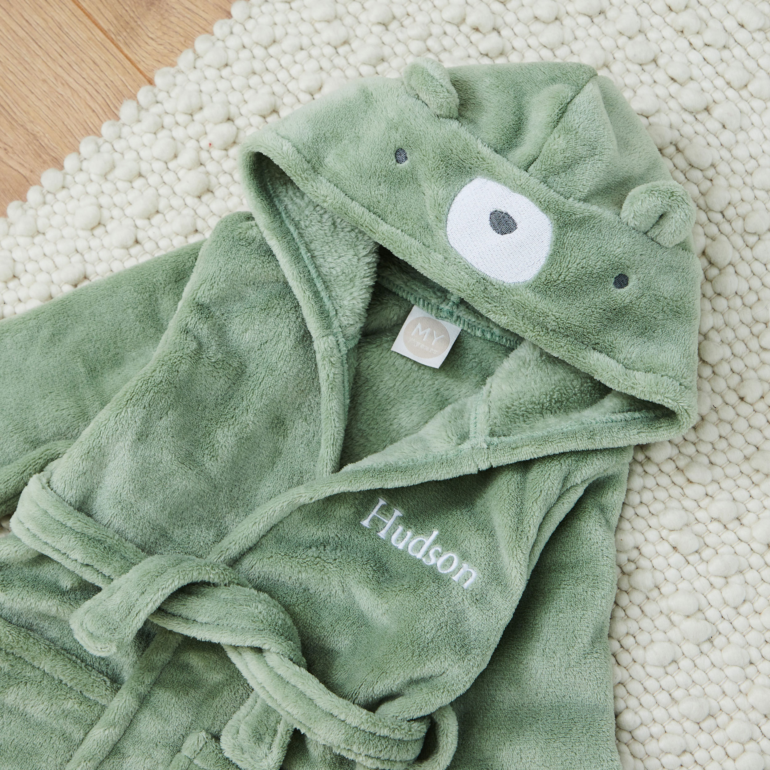 Personalised Sage Green Bear Dressing Gown