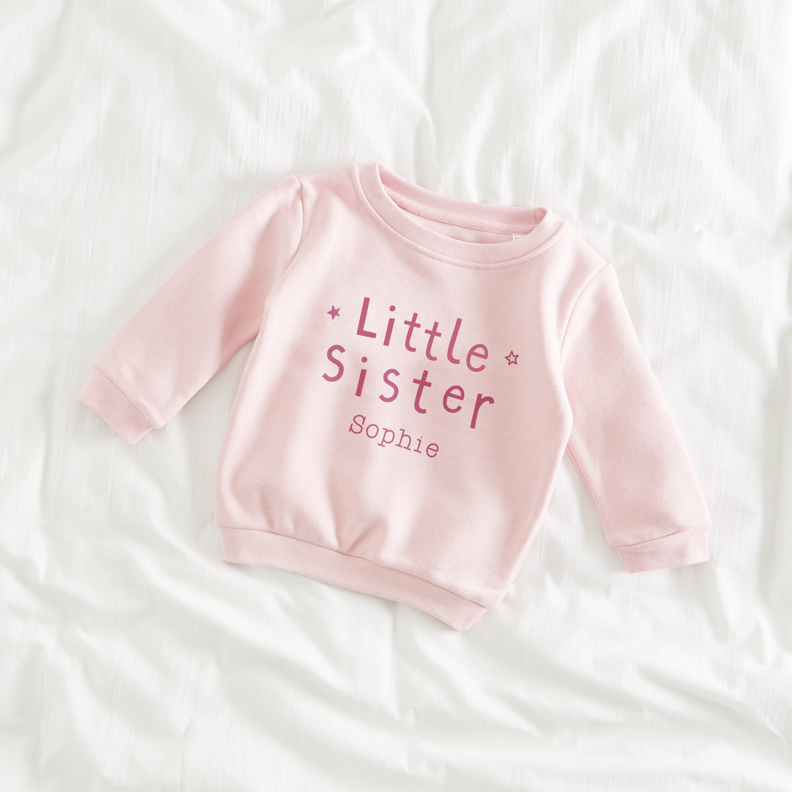 Personalised Little Sister Pink Sweatshirt