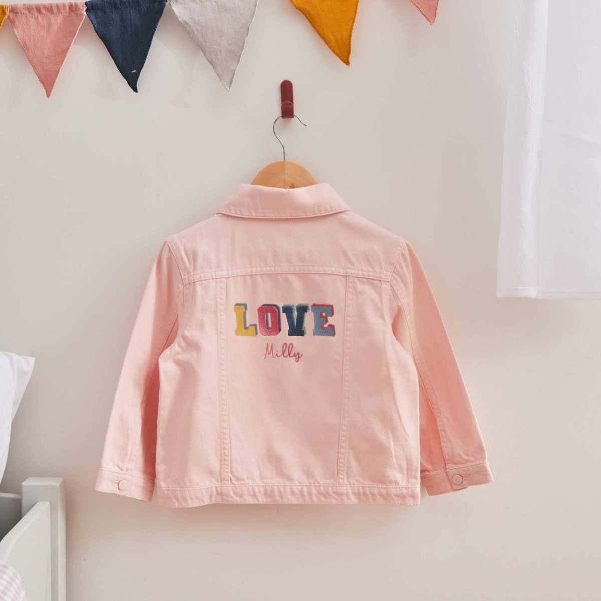 Personalised LOVE Pink Denim Jacket