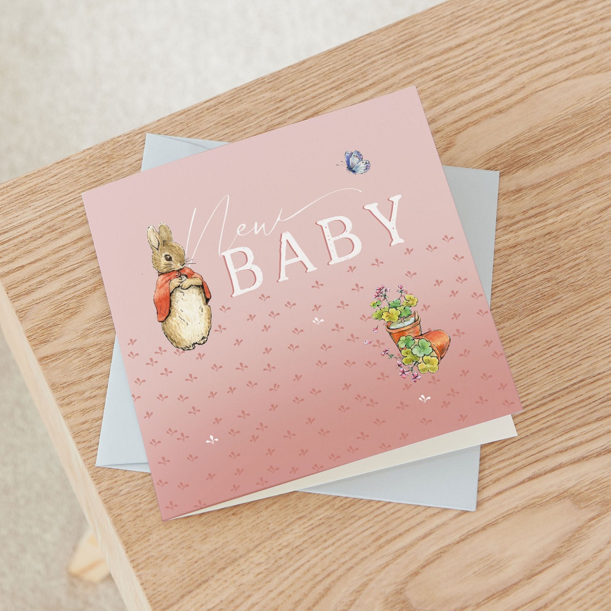 Personalised Flopsy Bunny New Baby Greetings Card