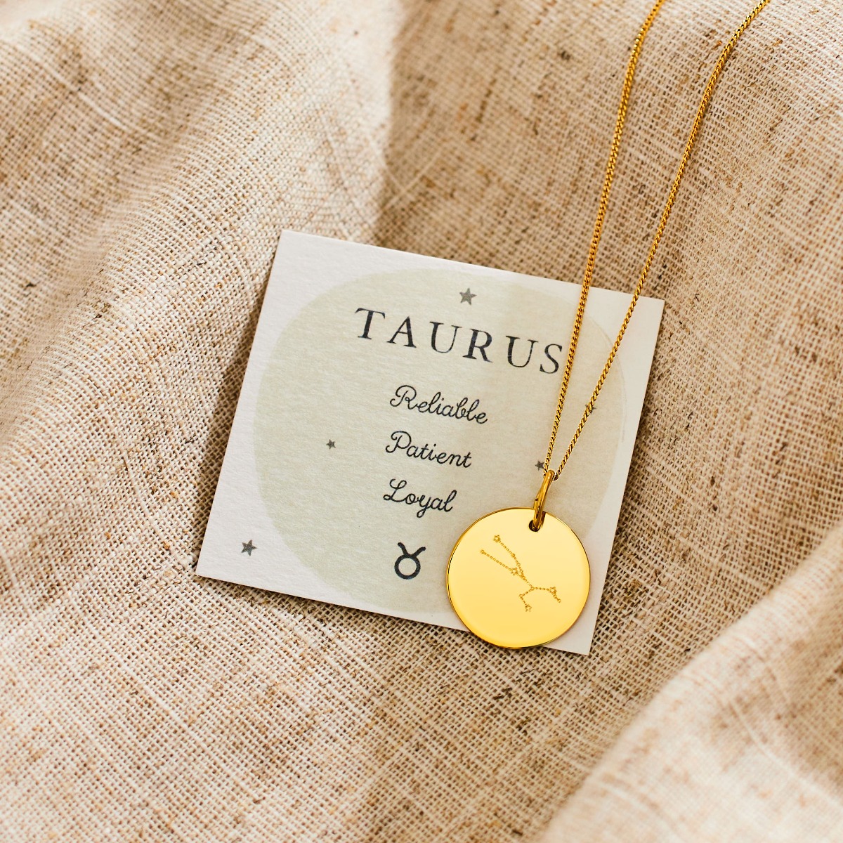 Personalised Gold Taurus Adults Necklace