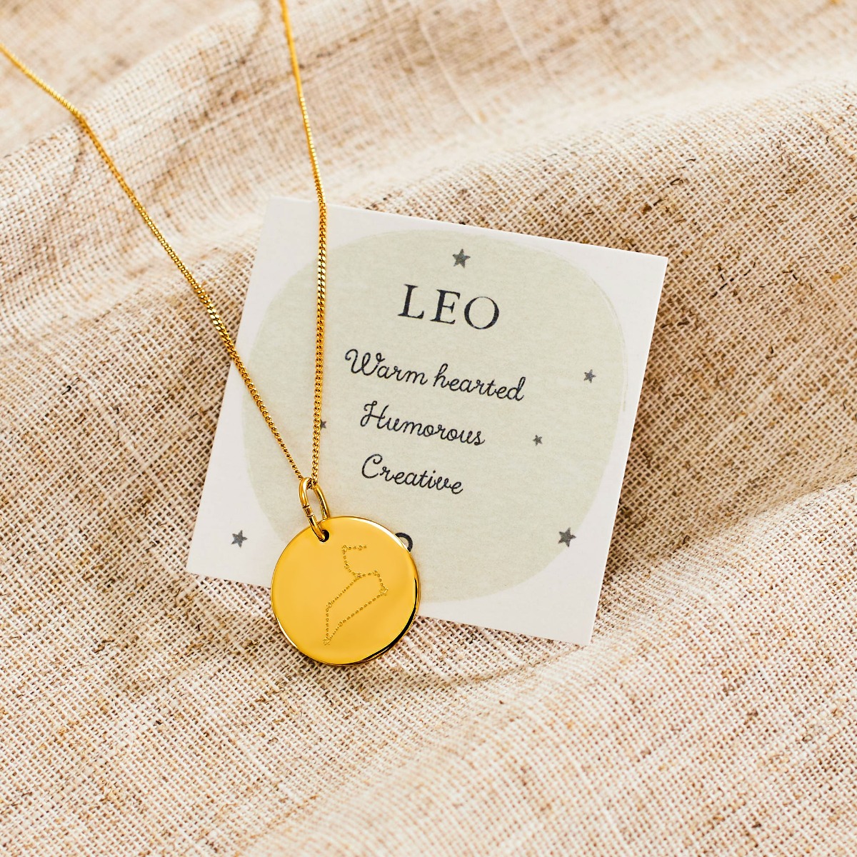 Personalised Gold Leo Adults Necklace