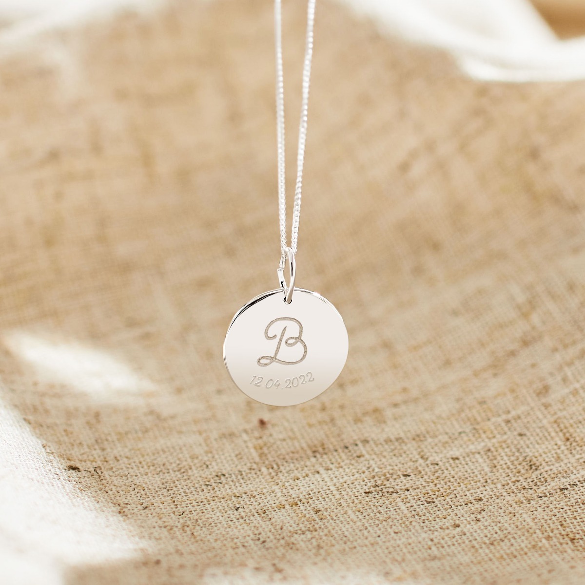 Personalised Silver Round Adults Necklace