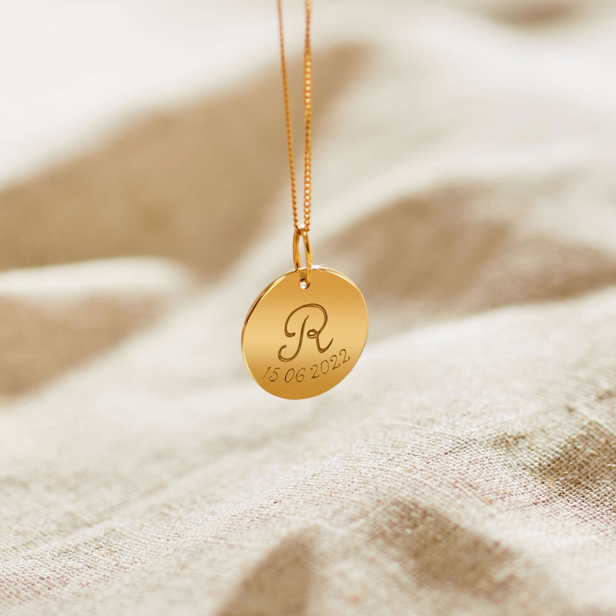 Personalised Gold Round Adults Necklace
