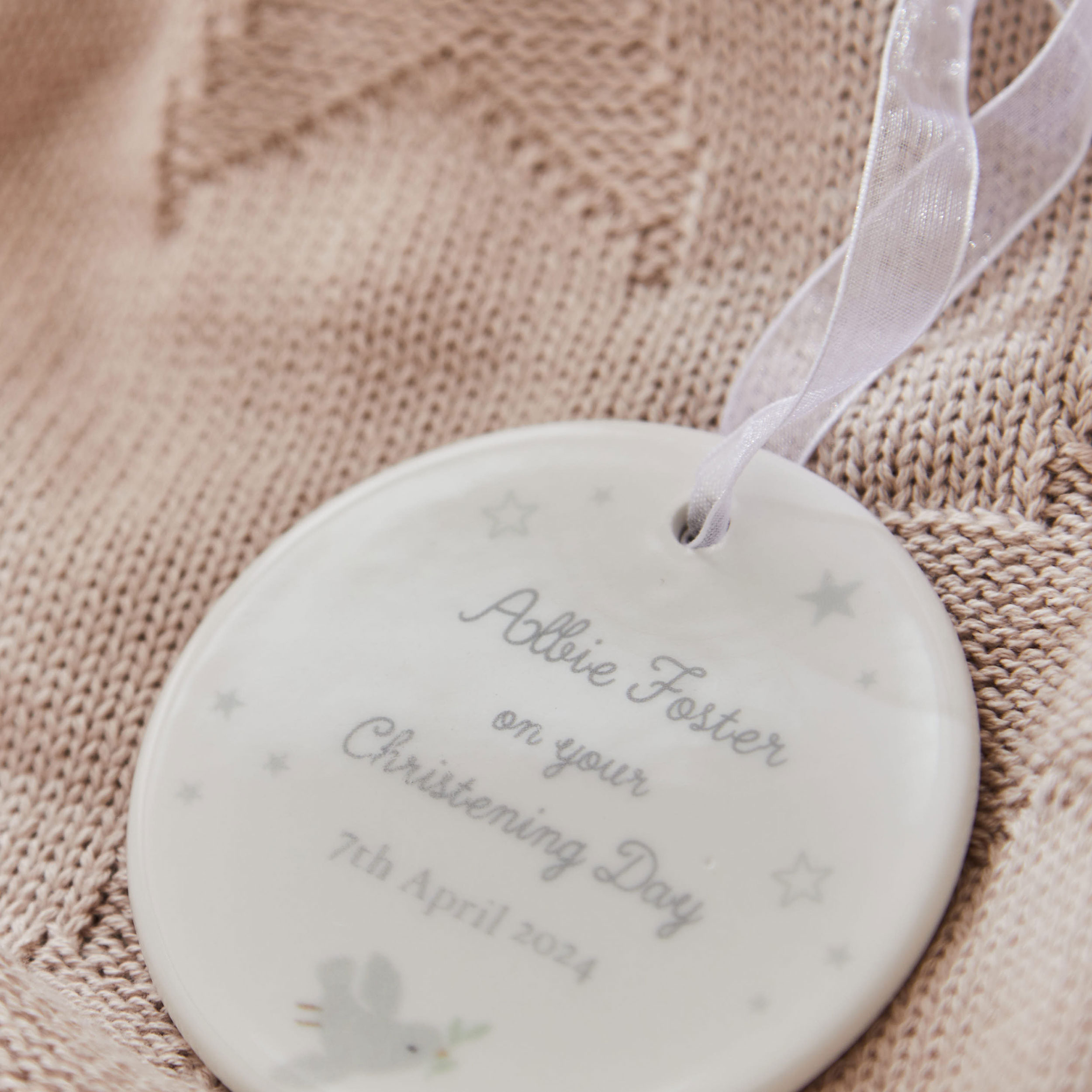Personalised On Your Christening Day Ceramic Decoration
