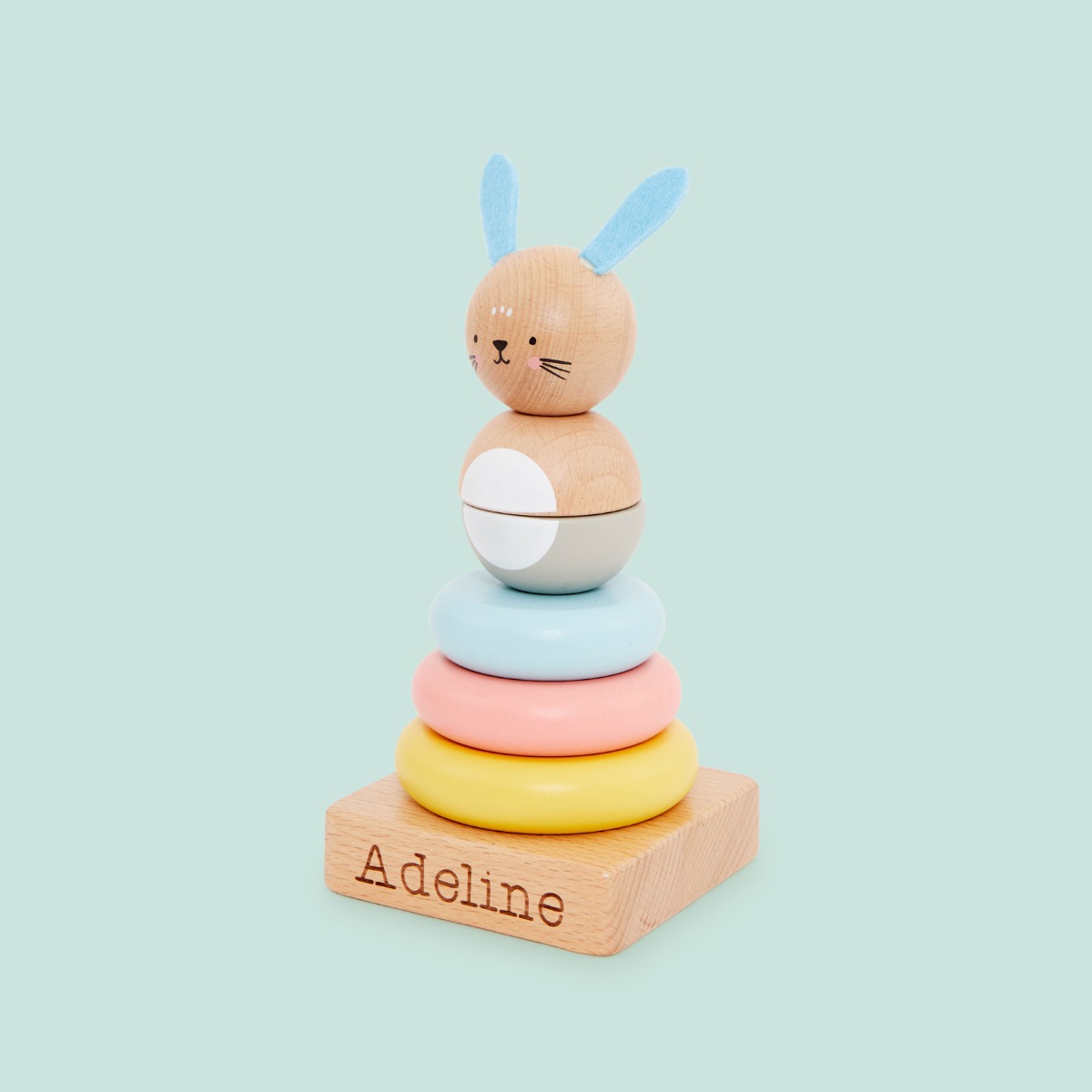 Personalised Wooden Bunny Stacker Toy