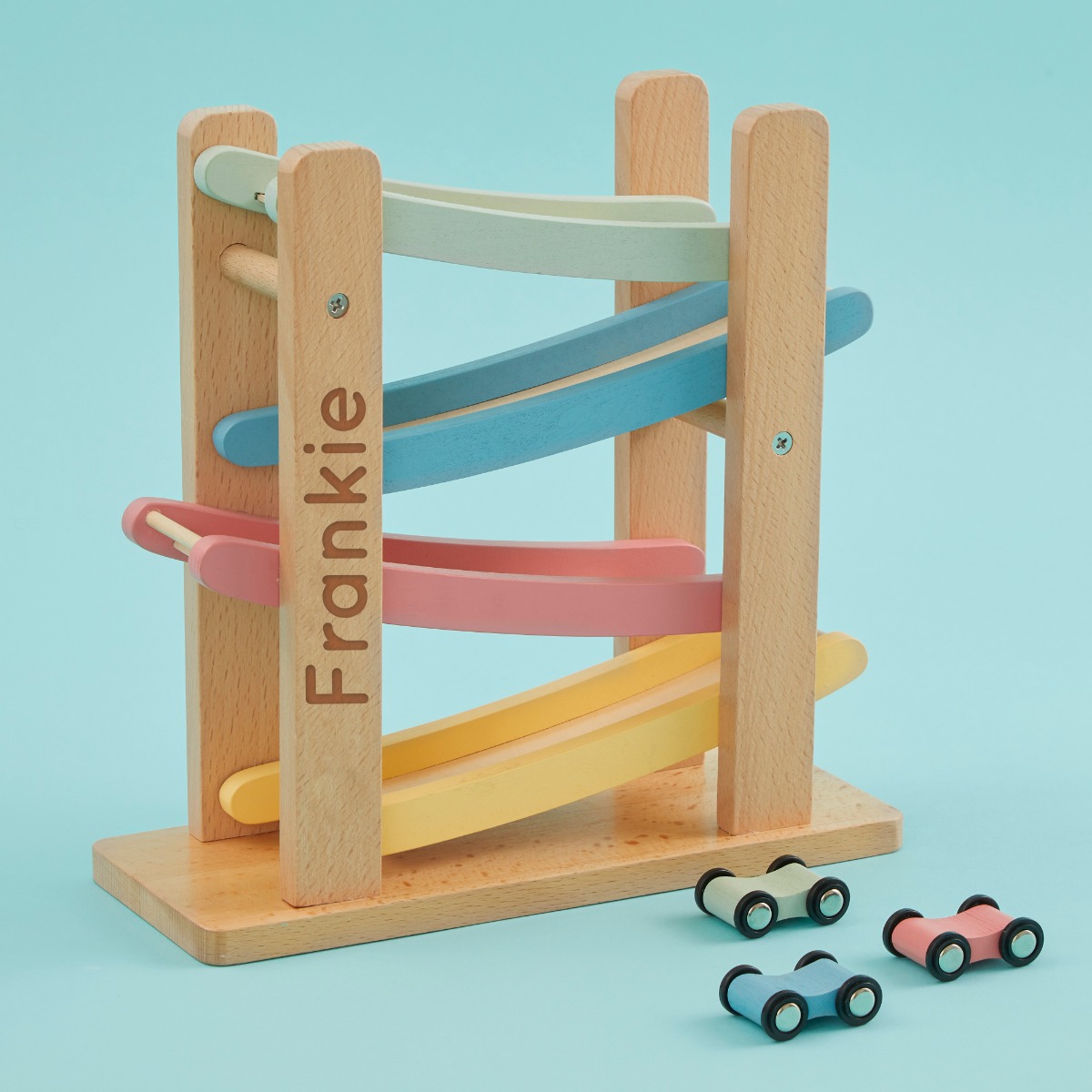 Personalised Colourful Car Ramp Wooden Toy