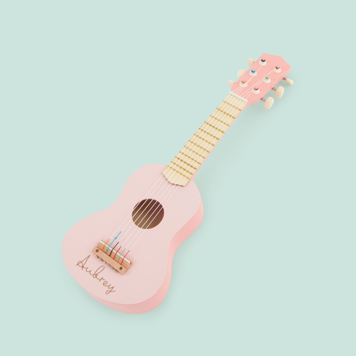 Personalised Pink Guitar Wooden Toy