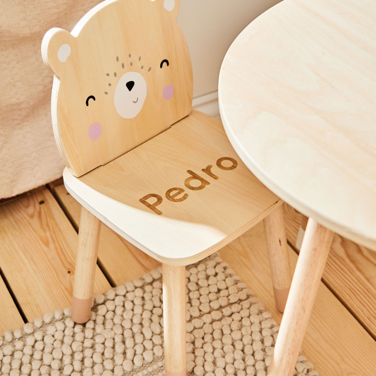 Personalised Wooden Bear Design Children's Chair