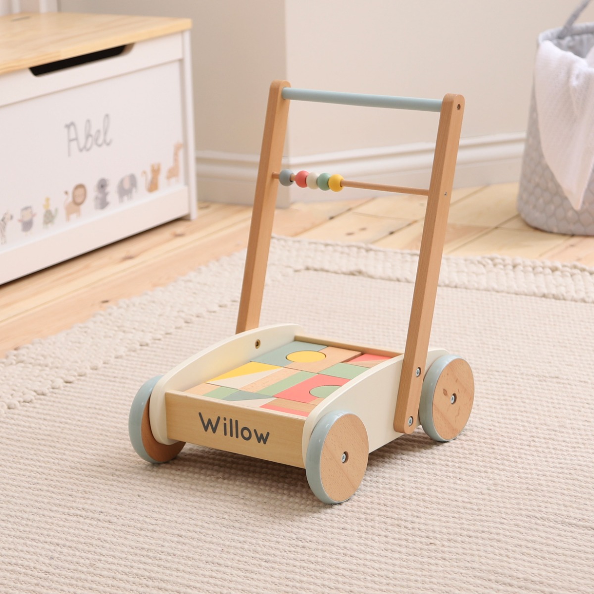 Image of Personalised Push-Along Activity Walker With Blocks