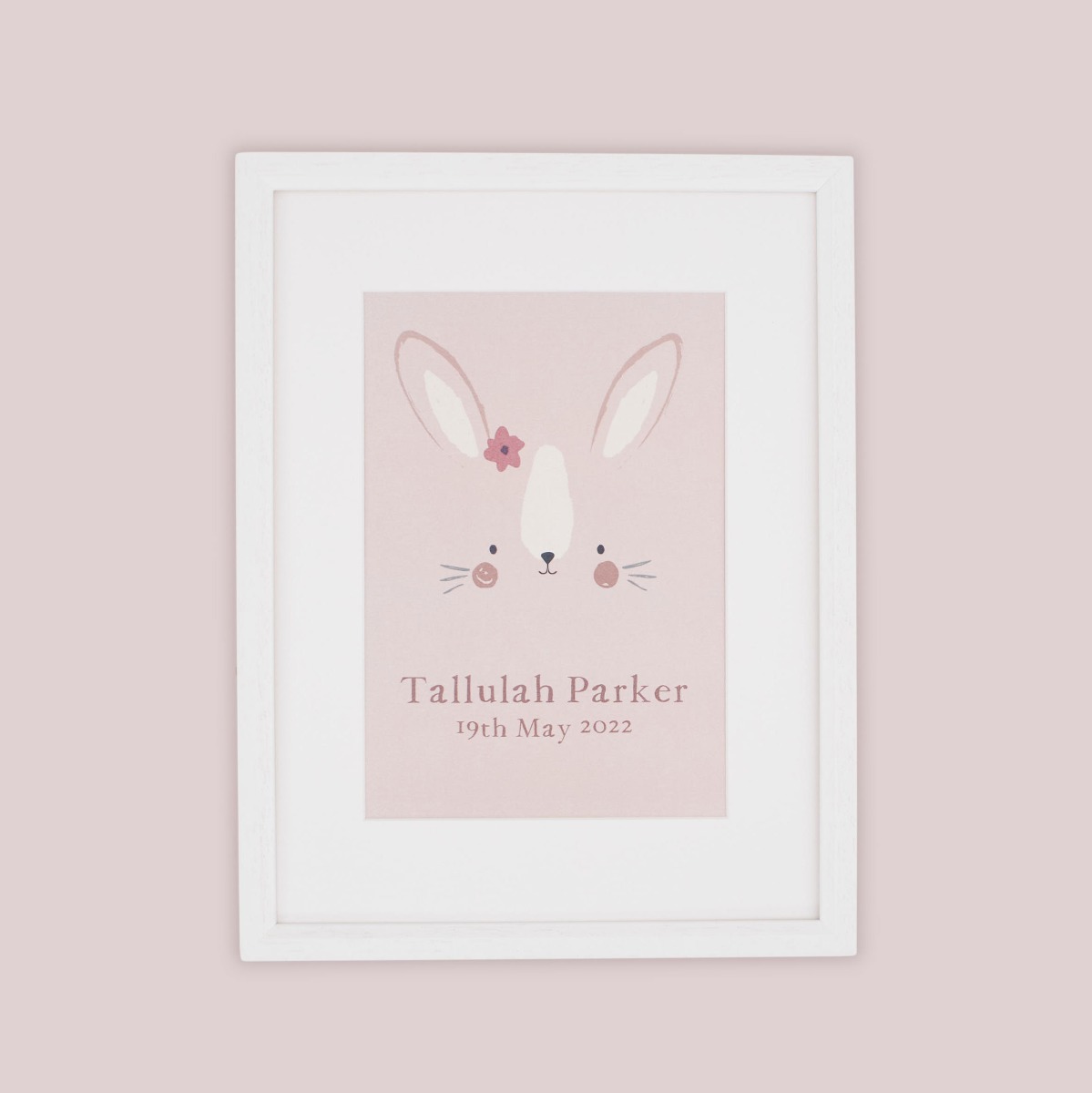 Personalised Pink Bunny Face Wall Art