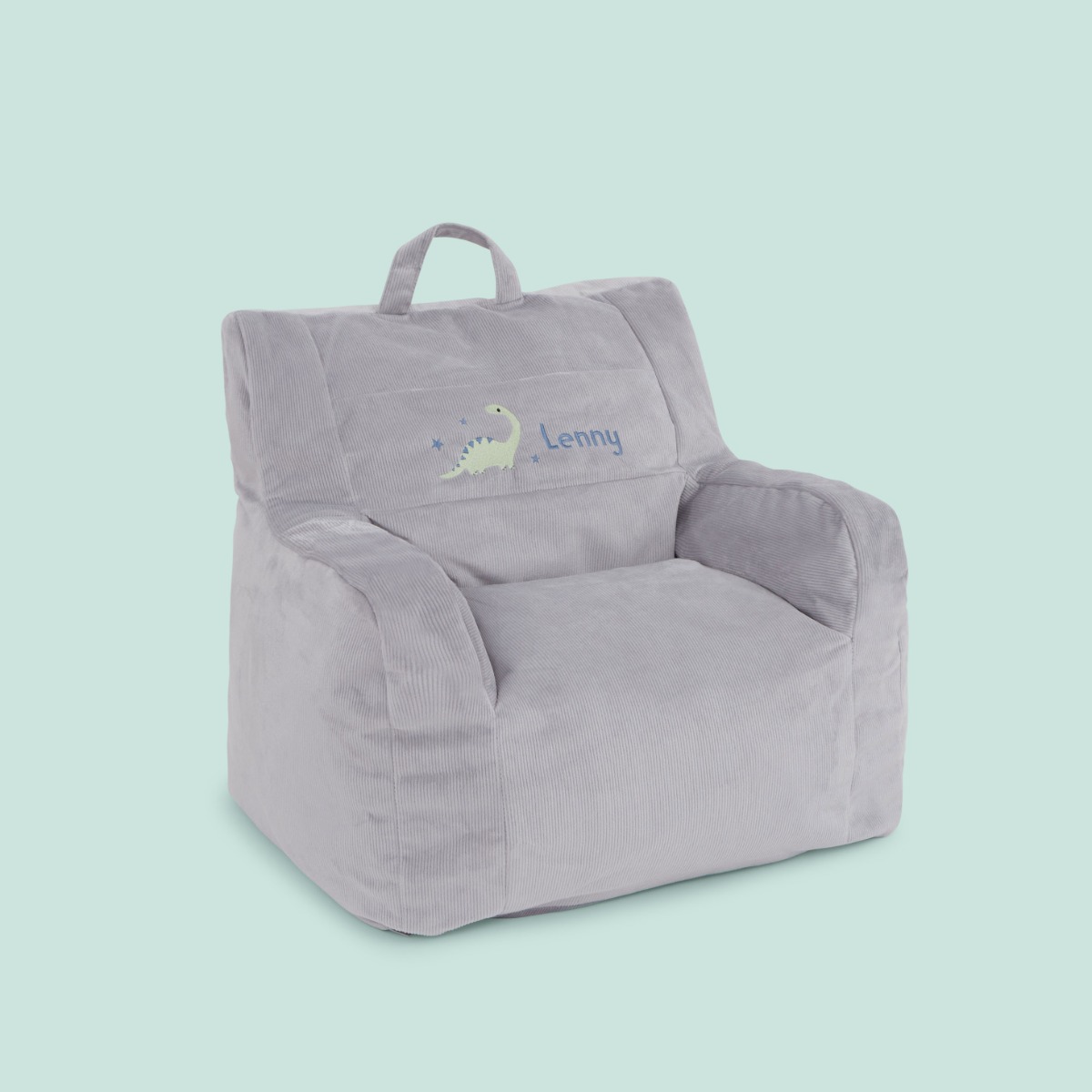 Personalised Grey Dinosaur Bean Bag Chair