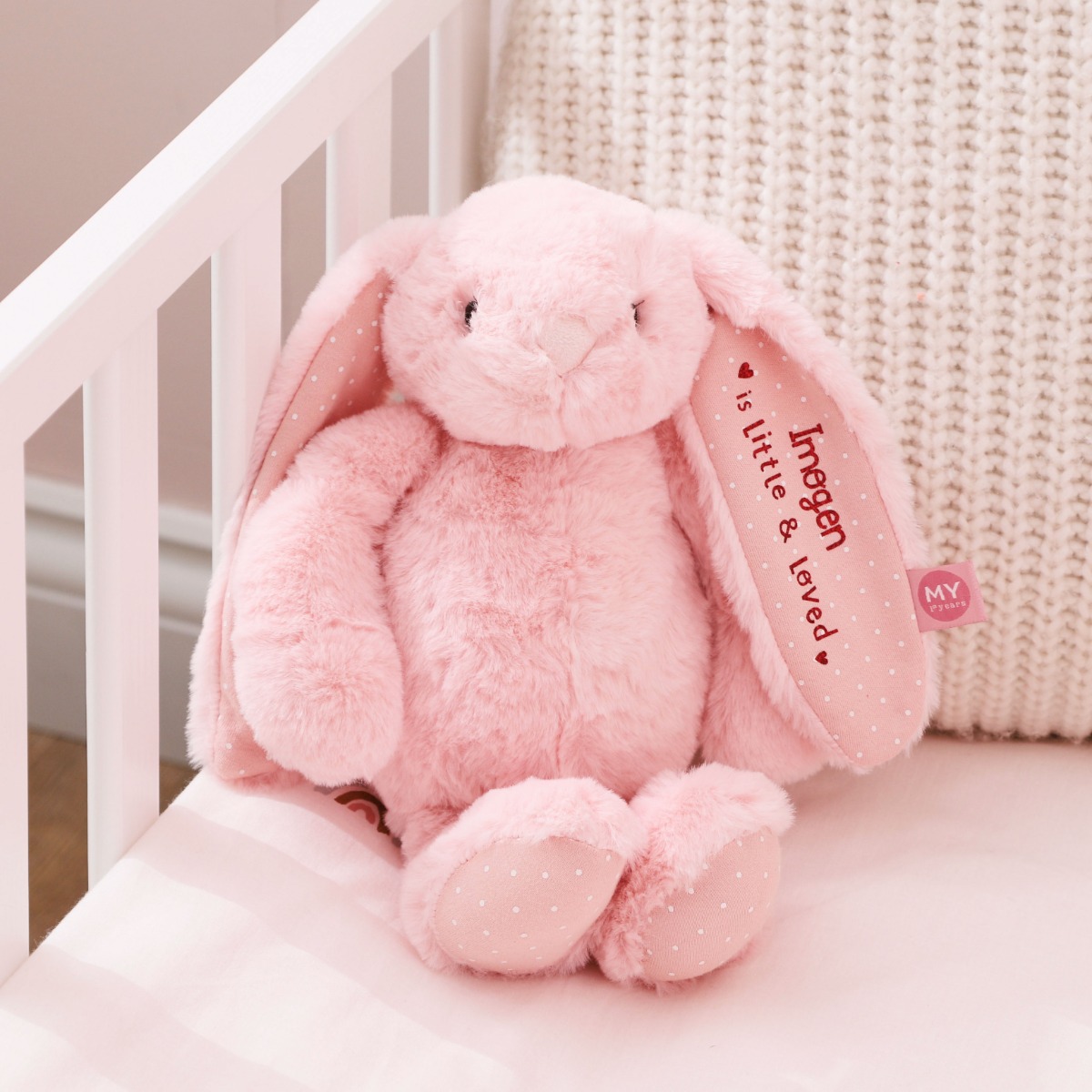 Personalised Little and Loved Pink Bunny Soft Toy