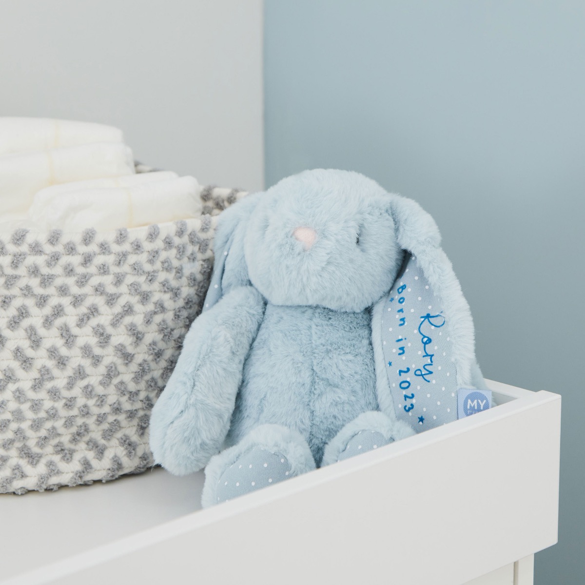 Personalised Born in 2023 Blue Bunny Soft Toy