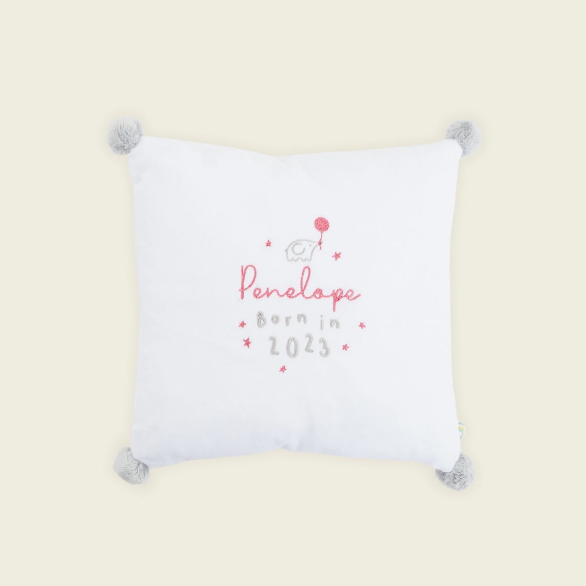 Personalised Born in 2023 Pink Lettering Cushion