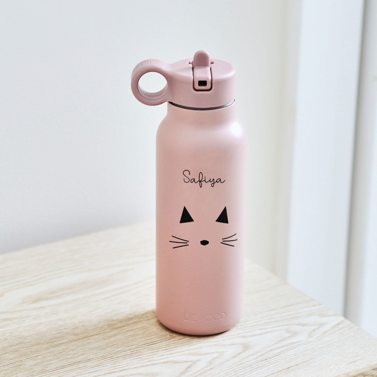 Personalised Pink Cat 350ml Falk Water Bottle