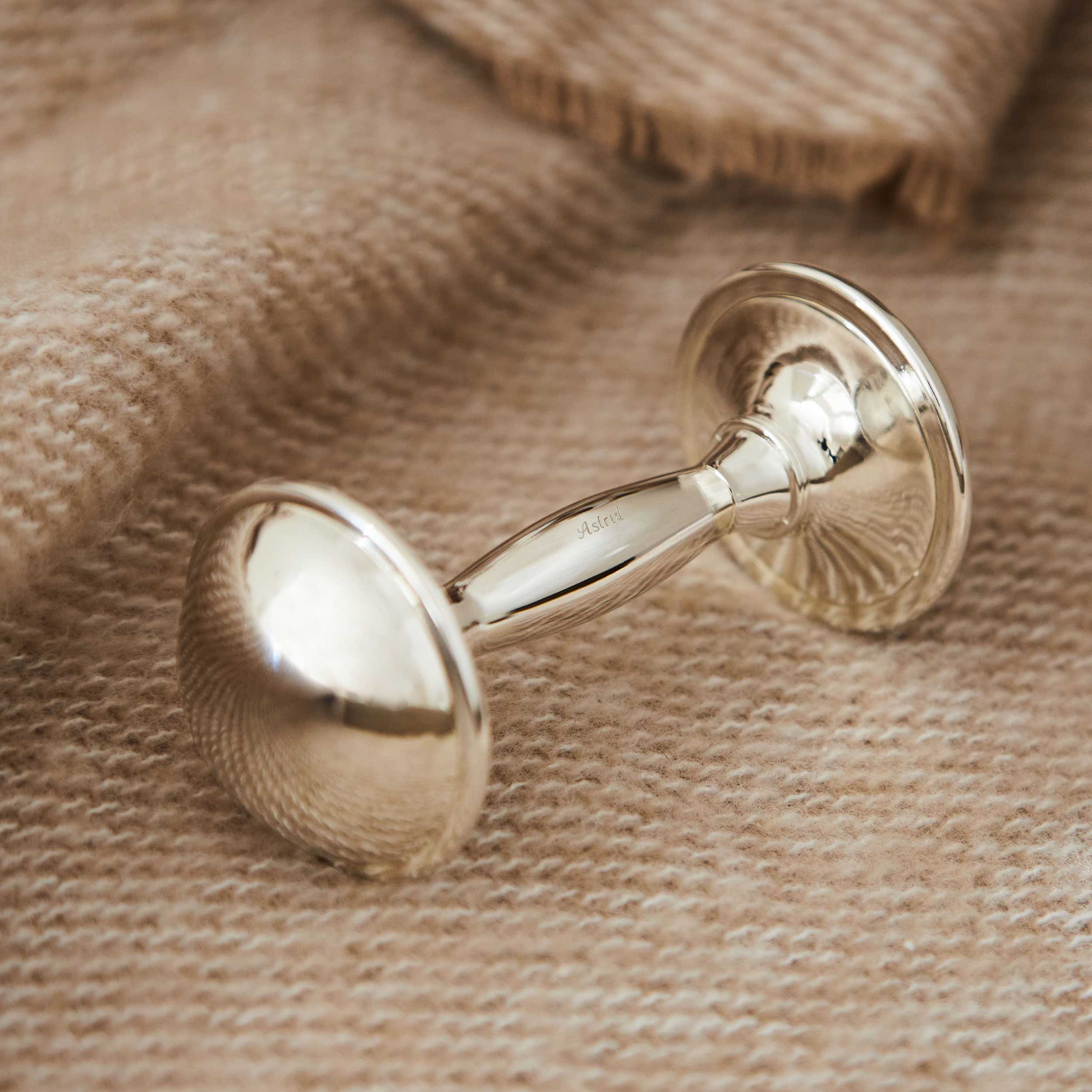 Personalised Silver-Plated Christening Rattle
