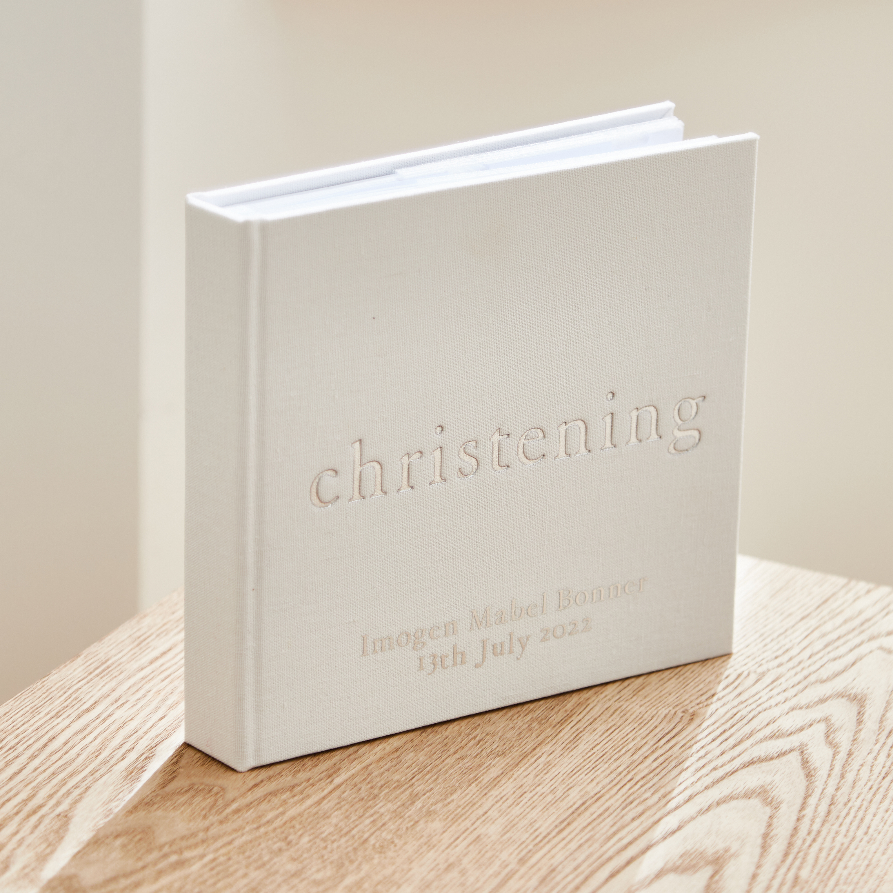 Personalised Christening Linen Photo Album