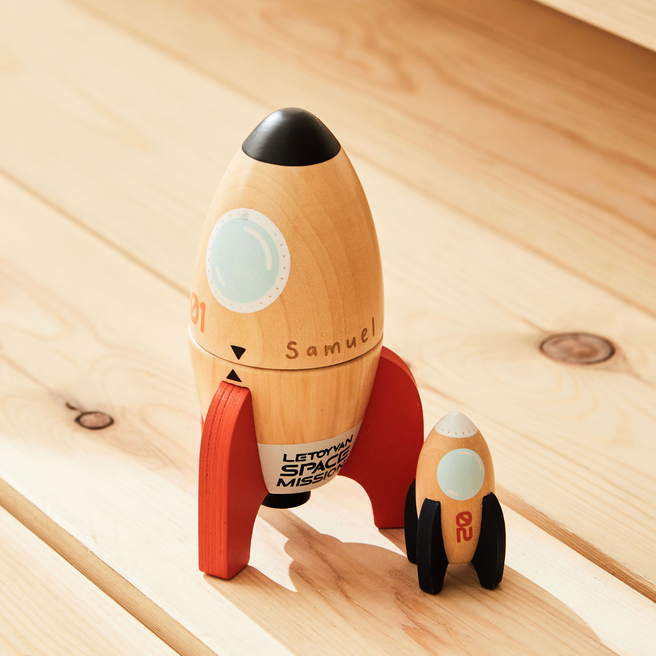 Personalised Magnetic Space Rocket Wooden Toy