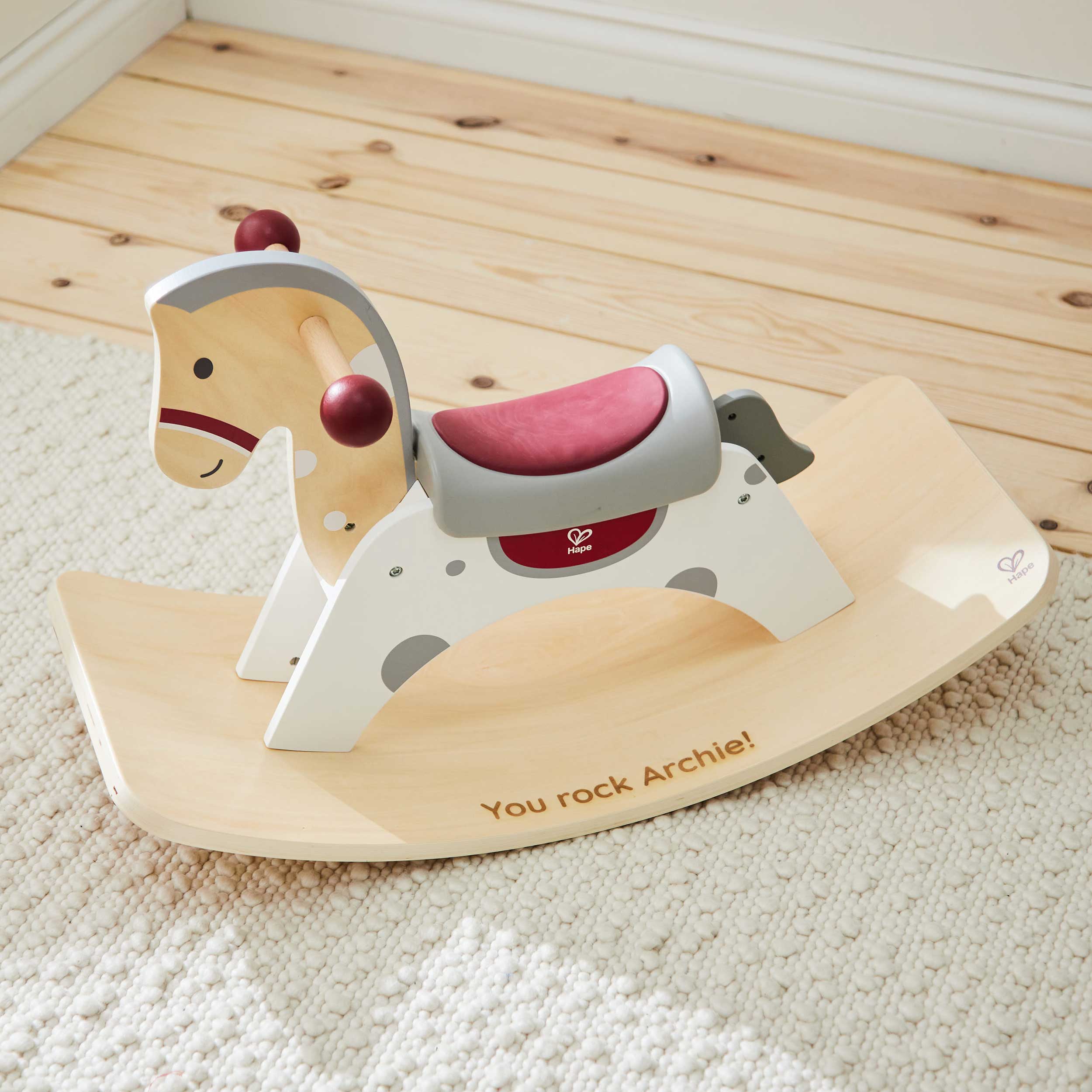 Personalised Hape Wooden 2-in-1 Rocking Horse