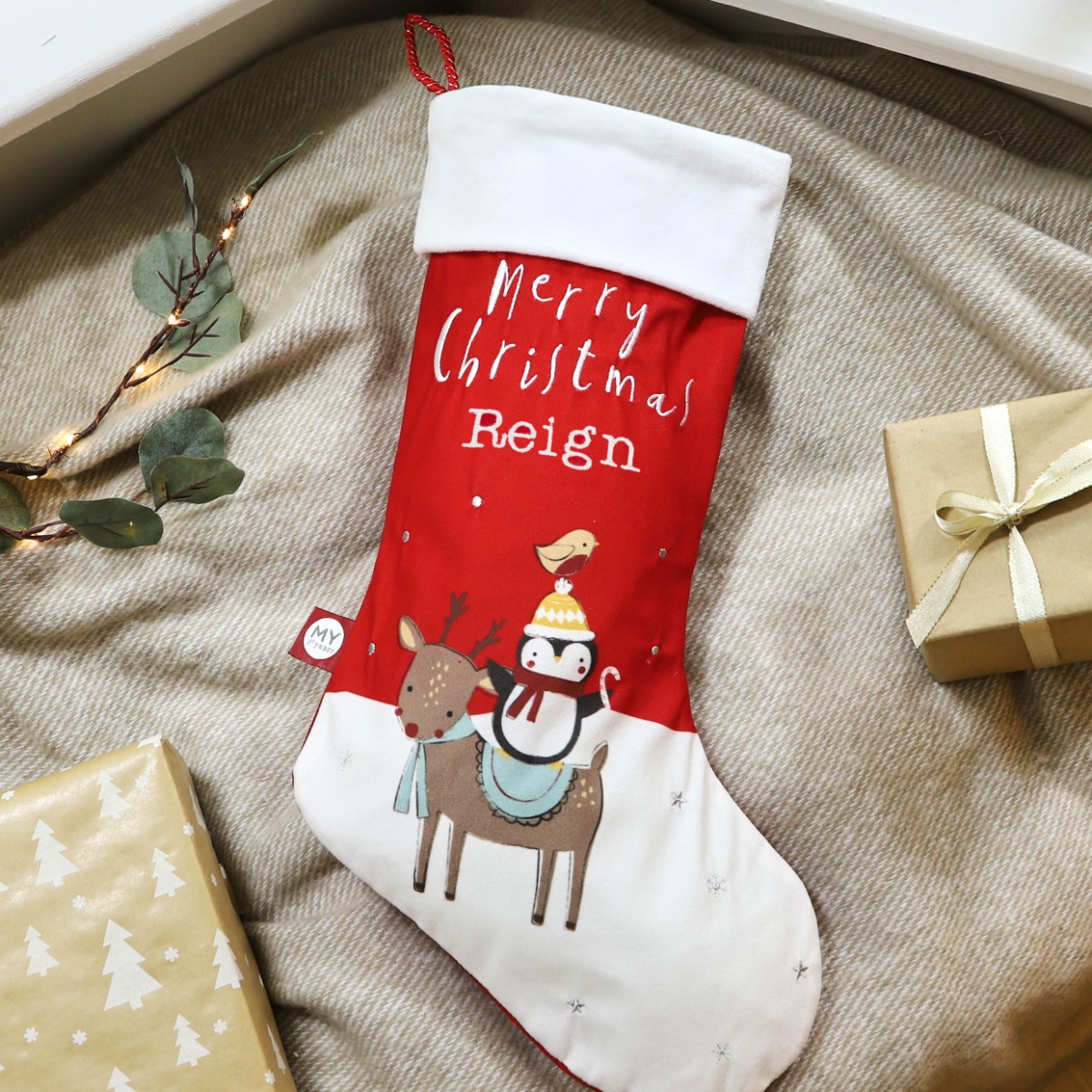Image of Personalised Small Christmas Scene Stocking