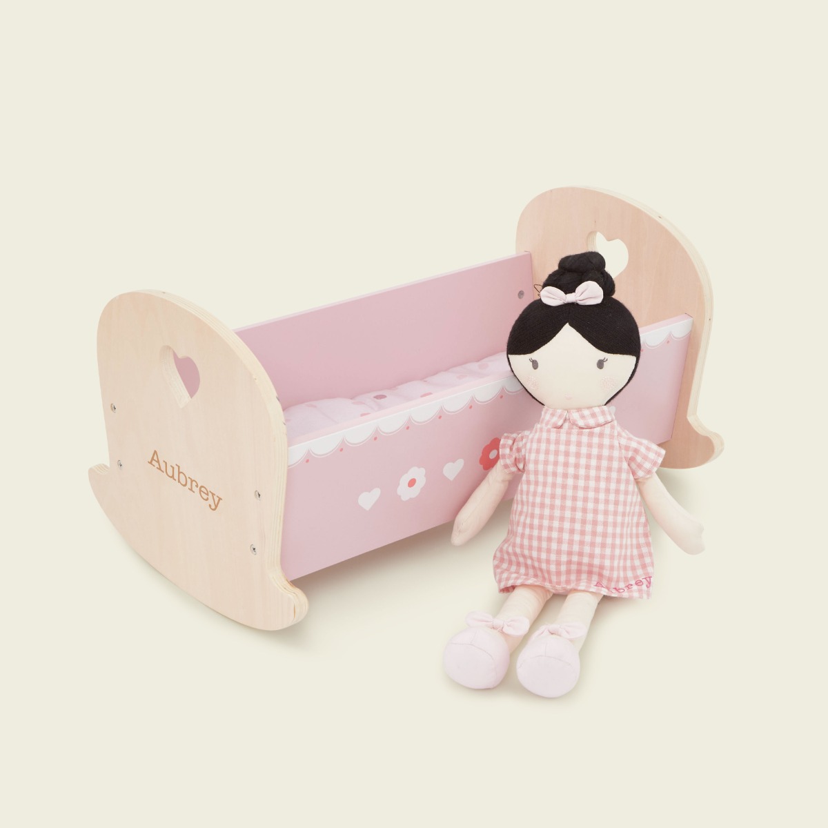 Personalised Soft Doll & Cradle Gift Set