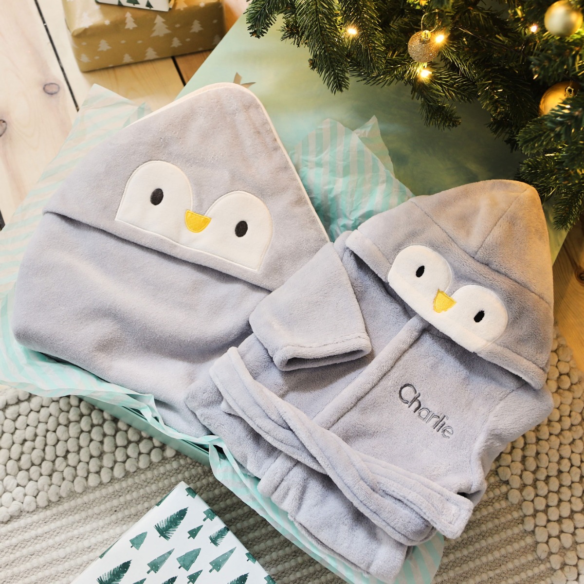 Personalised Penguin Splash & Snuggle Gift Set