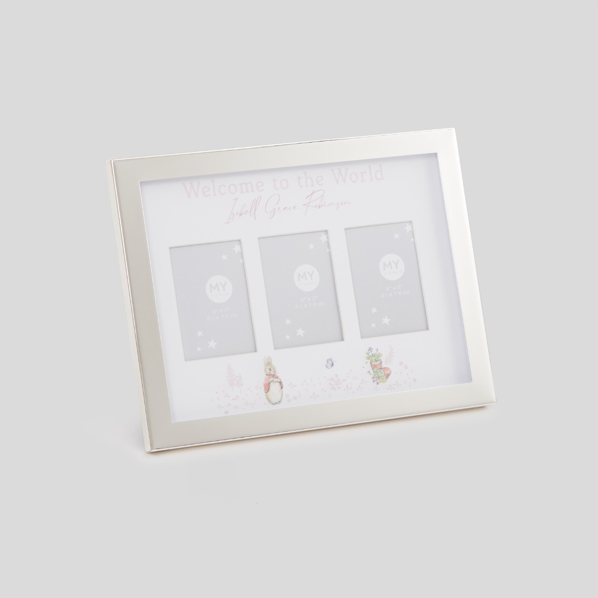Image of Personalised Flopsy Bunny Welcome to the World Silver Photo Frame