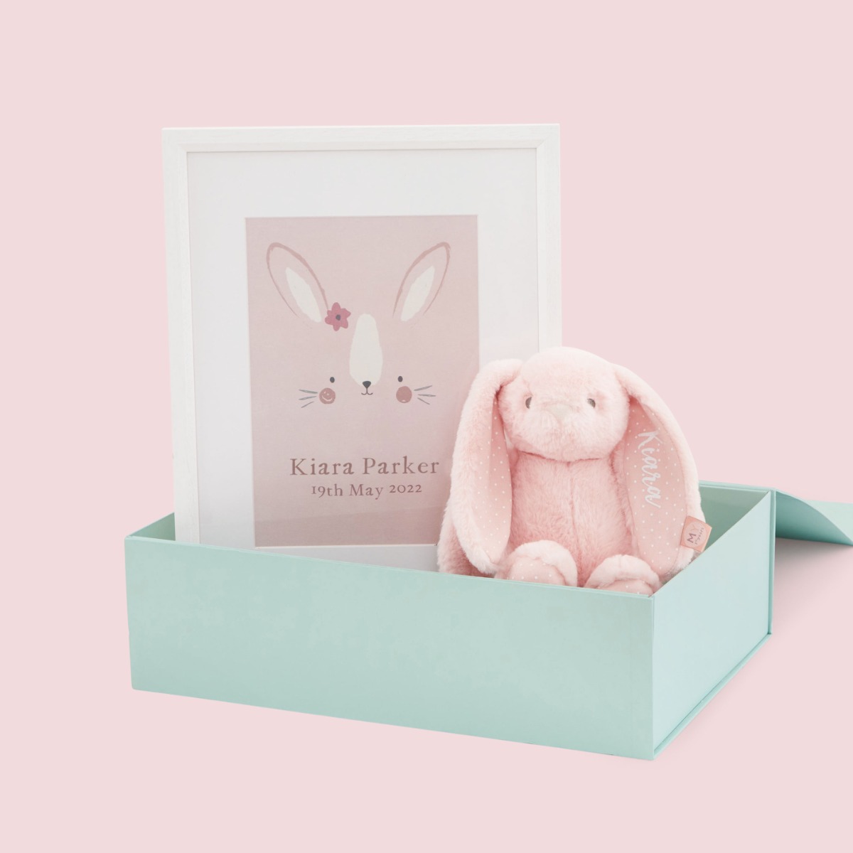 Personalised Pink Bunny Baby Gift Set