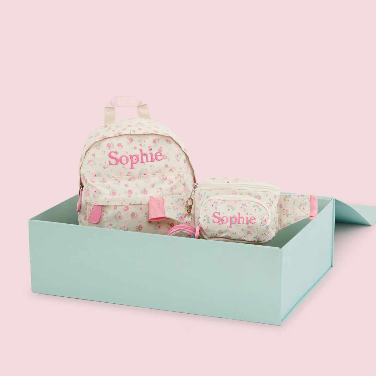 Personalised Floral Bum Bag and Backpack Set